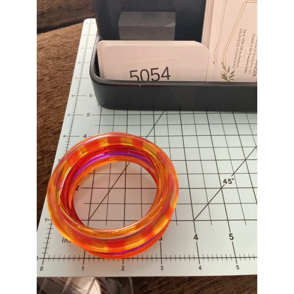 80’s Style Neon Plastic Bangle Bracelets Set Of 8 Colorful Stackable Statement